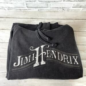 Jimi Hendrix Graphic Hoodie Gray VTG ODM SZ L Pullover Long Sleeve Sweatshirt